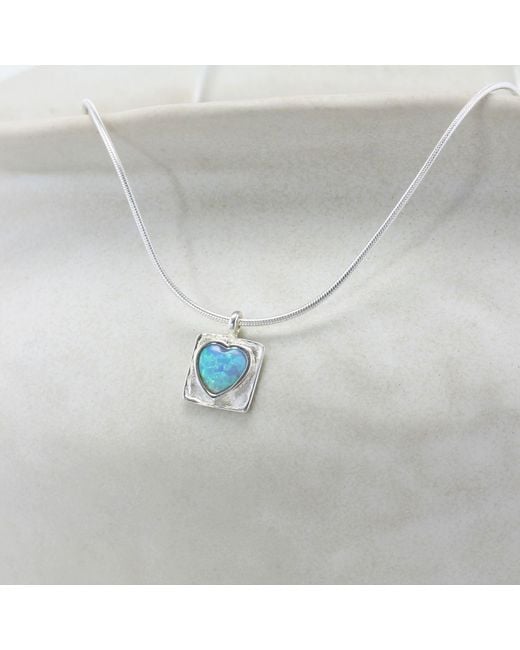 Isla Silver Blue Sterling Opal Heart Pendant Necklace