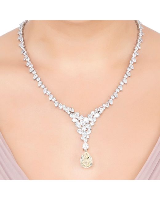 Latelita London Metallic Neutrals Lydia Statement Necklace Moissanite