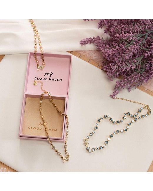 Cloud Haven Metallic Crystal Daisy Logo Necklace