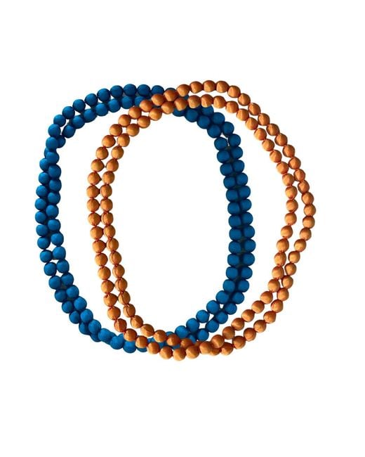 Heritagemoda Blue Handcrafted Silk Beads And Necklaces