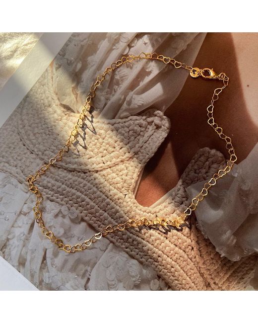 Spero London Metallic Love Heart Sterling Chain Necklace