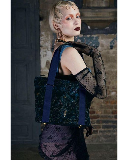 Natalia Petruch Blue Natasha Silk Velvet Tote Bag
