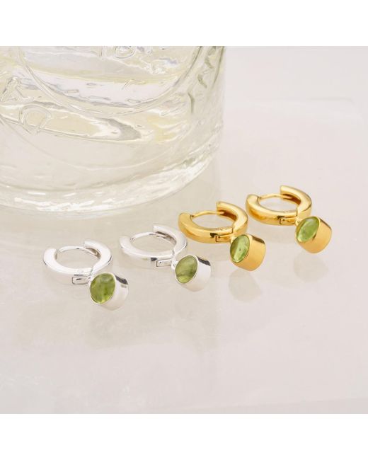 Nellou Jewellery White Gem Hoop Birthstone Earrings August Sterling