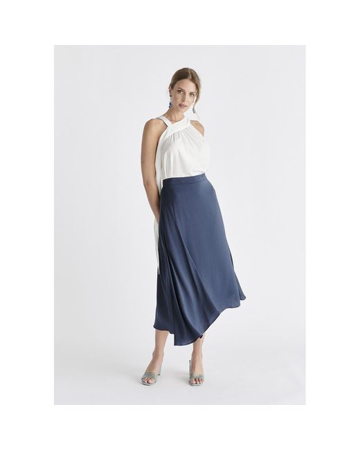 Paisie Blue Asymmetric Hem Skirt