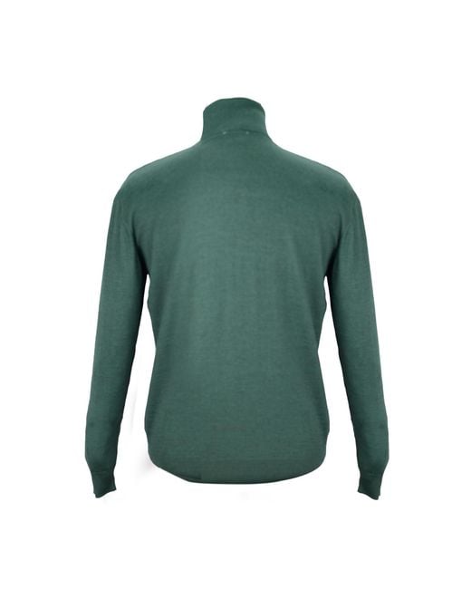 DAVID WEJ Green Harry Wool Roll Neck Jumper – for men