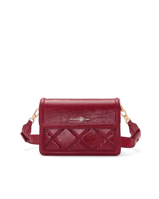 Orange Cube Red Mosaic Compact Messenger Bag