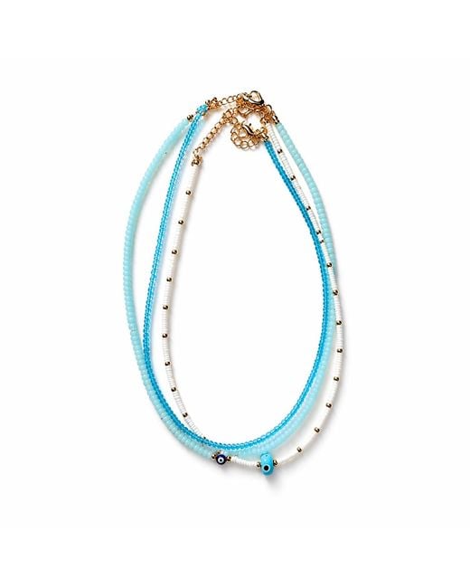 Nuvv Collection Blue Beaded Evil Eye Necklace