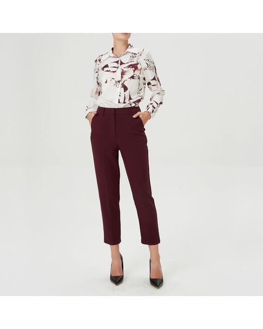 Smart and Joy Tapered Capri Pants -Burgundy