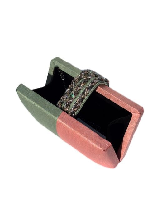 Simitri Pink Guava Braided Fringe Clutch