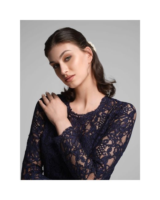Rumour London Blue Chiara Long Sleeve Lace Dress