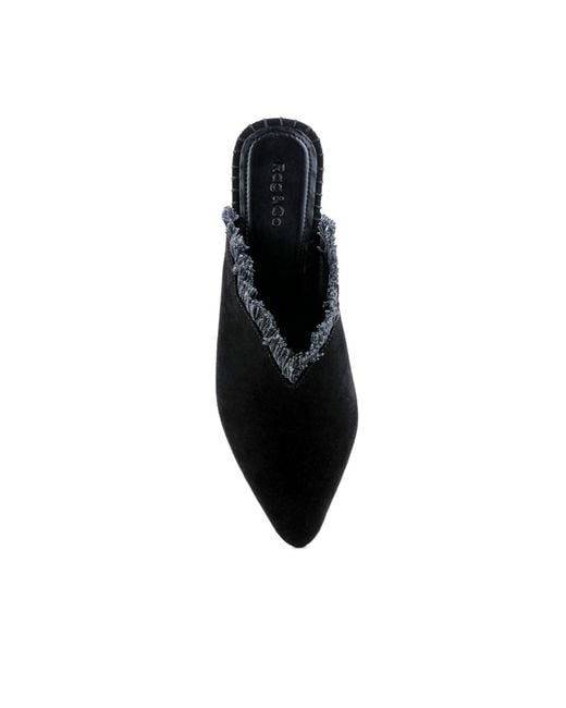 Rag & Co Black Molly Frayed Leather Mules