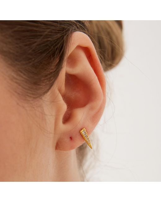 Spero London Metallic Long Pave Dagger Stud Earrings Sterling