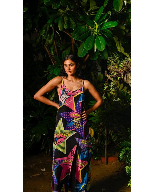 Any Old Iron Blue On Tour Printed Long Dress
