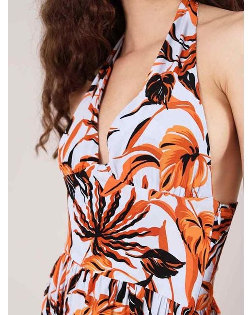 blonde gone rogue Red Beachy Halter Neck Mini Dress, Upcycled Viscose