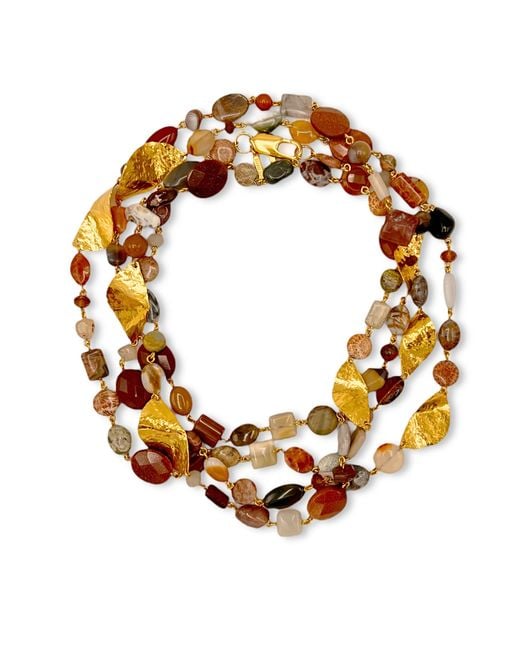Jaredjamin Metallic Geo Twist Gemstone Linked Necklace