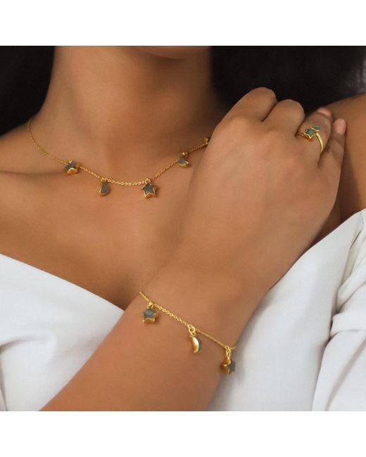 Luna Charles Metallic Amelia Aventurine Star & Moon Charm Bracelet