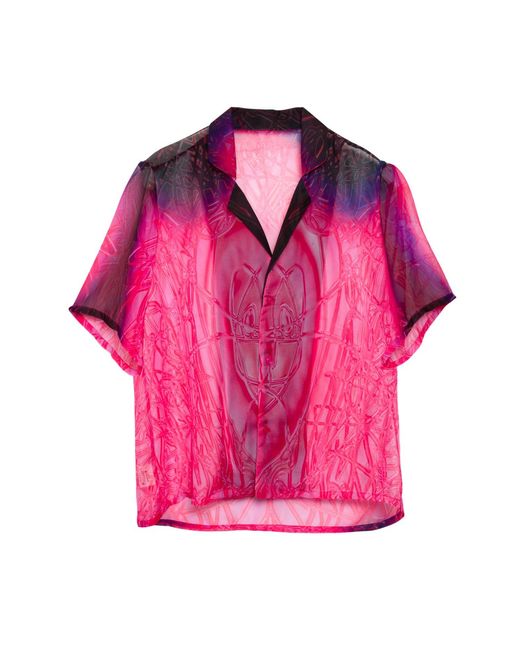 Paloma Lira Pink Cherry Crystal Chiffon Shirt for men