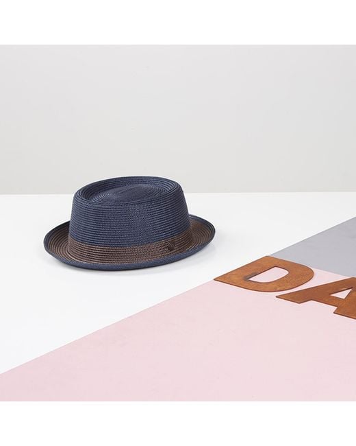Dasmarca Hats Blue Dasmarce Bobby Retro Short Brim Summer Porkpie – for men