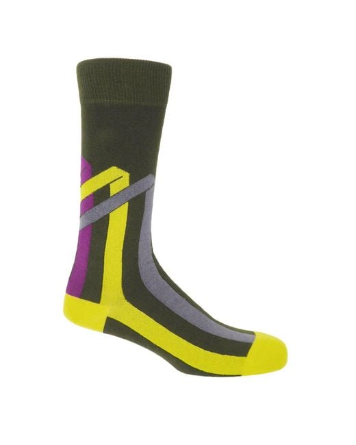 Peper Harow - Made in England Green Tri & Ribbon Stripe Pine Socks Bundle for men