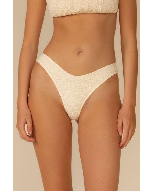 Montce White Neutrals Amalia Texture Lulu Zig-Zag Stitch Bikini Bottom