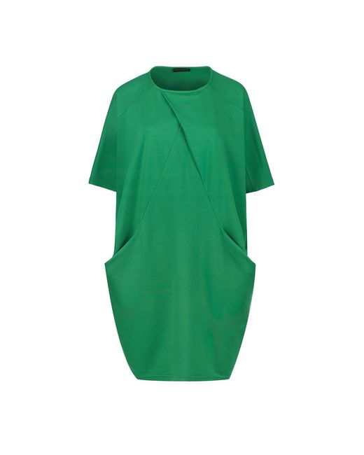 Conquista Green Punto Di Roma Batwing Dress