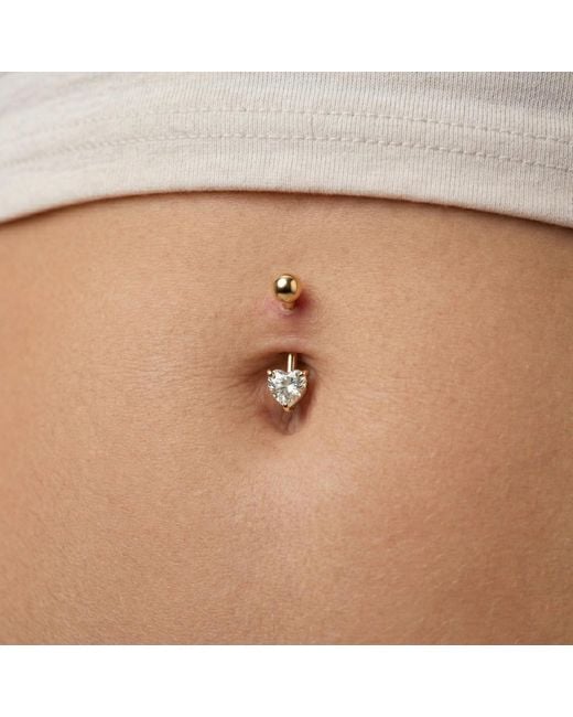 Zahav Jewelry Black 10K Solid 14G Heart Cz Belly Ring