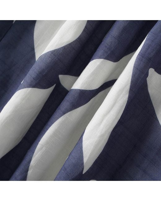 Smart and Joy Blue Midi Cotton Skirt With Leaf Print