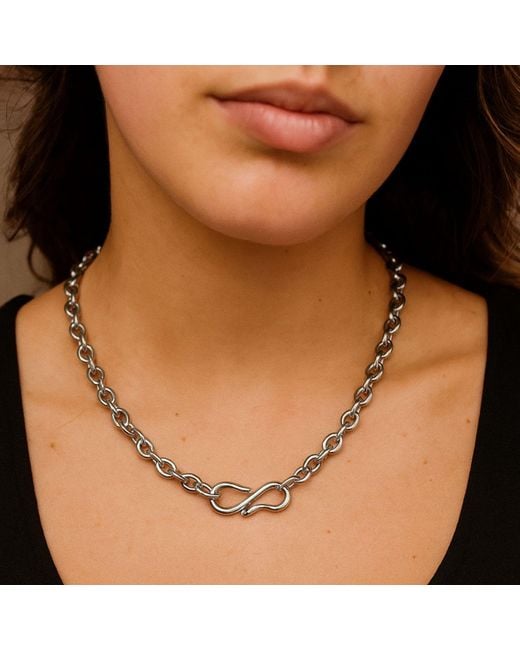 Jagged Halo Jewelry Metallic Viper Link Convertible Necklace Stainless Steel