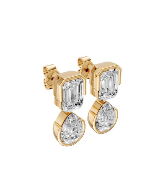 Aya Fine Jewelry Metallic Princess & Emerald Cut Lab Diamond Dangle Drop Earrings