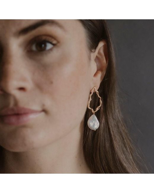 Claire Hill Designs Metallic Pearl Branch Drop Earrings