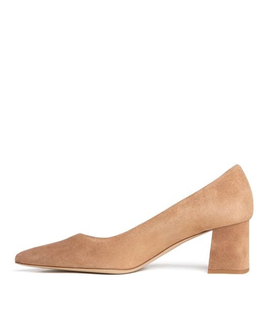 Beautiisoles by Robyn Shreiber Made in Italy Brown Neutrals Corina Camel Suede Block Low Heel Pump For Evening Or Work