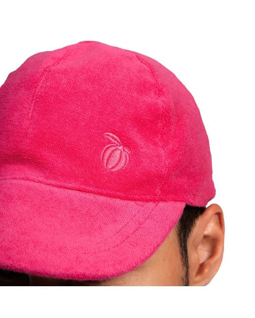 Maison Tangerine Pink Terry Cotton Baseball Cap Raspberry