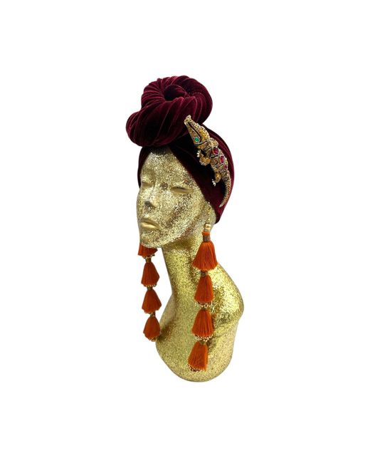 Julia Clancey Red Malbec Ruby Alligator Dorado Turban