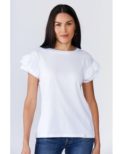 LOVETRUST White Ella Ruffle Sleeve Tee