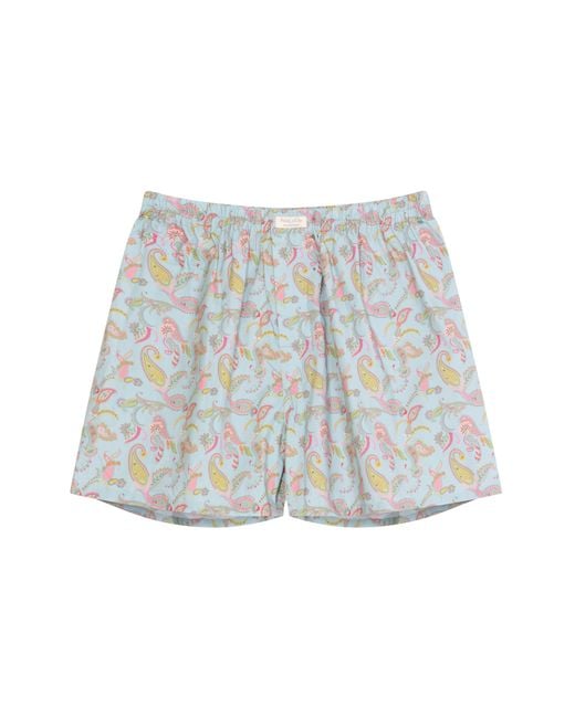 NoLoGo-chic White Paisley Print Boxers Boxer Short Cotton Dusty for men