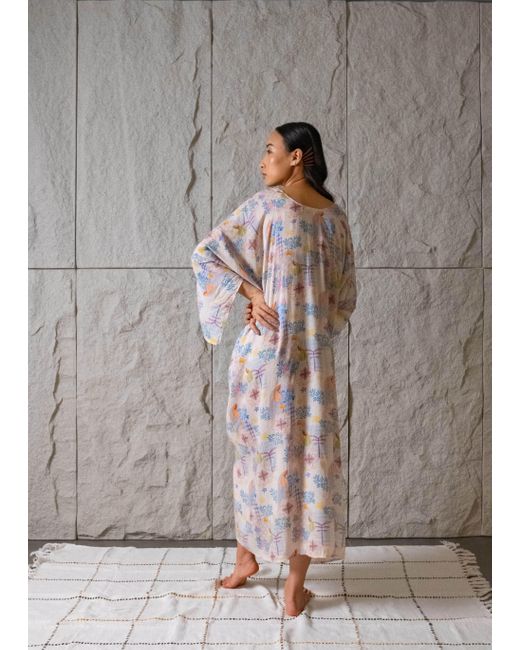 Maison Qala White Neutrals Sara Kaftan Dress