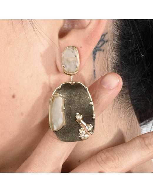 Rare Matters Jewelry Metallic Clear Quartz Drop Earrings