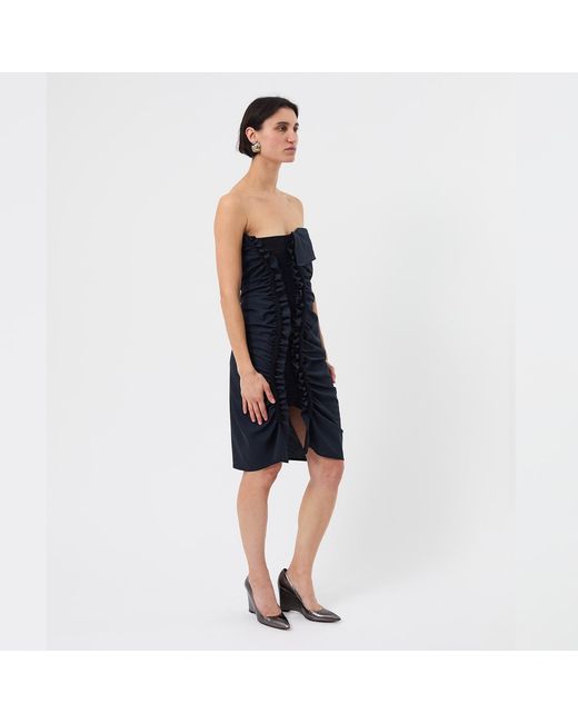 Ccy Currency Blue Halterless Frill Dress