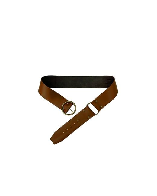 Anna Sui Black O- Ring Leather Belt- Oak