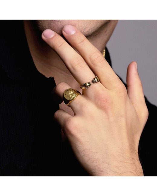 Nialaya Metallic Panther Ring for men