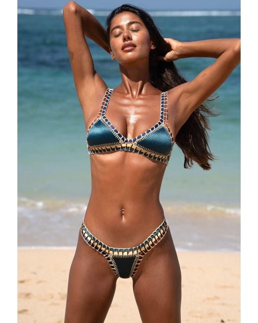 Luxsea Swimwear Blue Cabo Shimmer Crochet Bikini Top