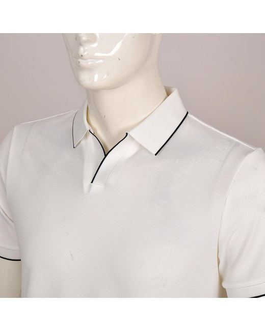 DAVID WEJ White Marco V-Neck Polo Shirt for men