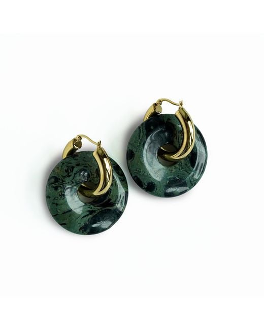 Edgar Navarro Jewelry Green Edgar Navarro Kambaba Jasper Hoop Earrings
