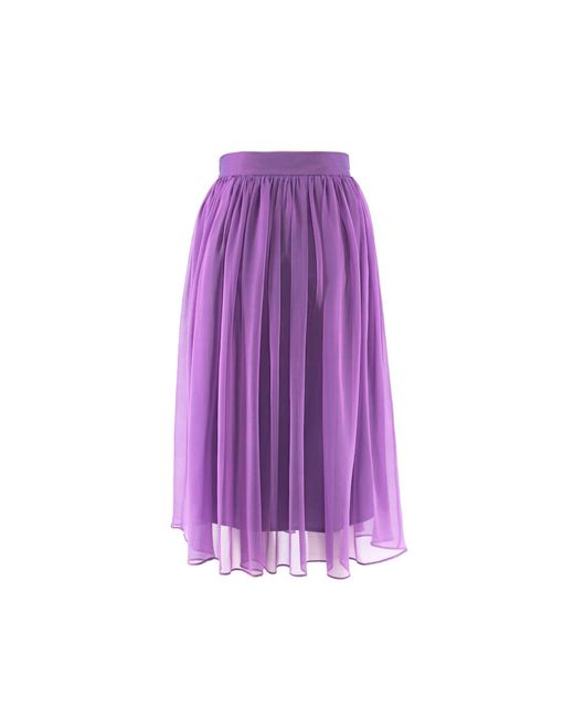 Noria Anis Purple Silk Chiffon Mid-Length Skirt