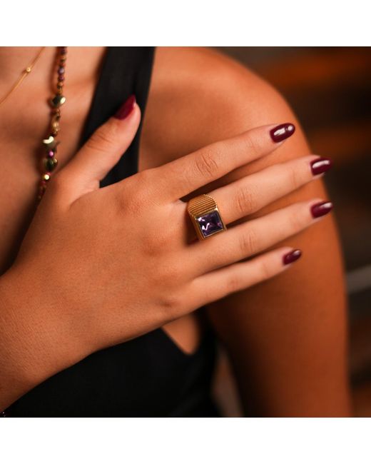 Ebru Jewelry Yellow Majestic Amethyst & Vermeil Chunky Signet Ring