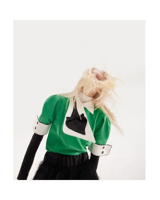 Julia Allert Green Statement Blouse With Collar And Cuffs –