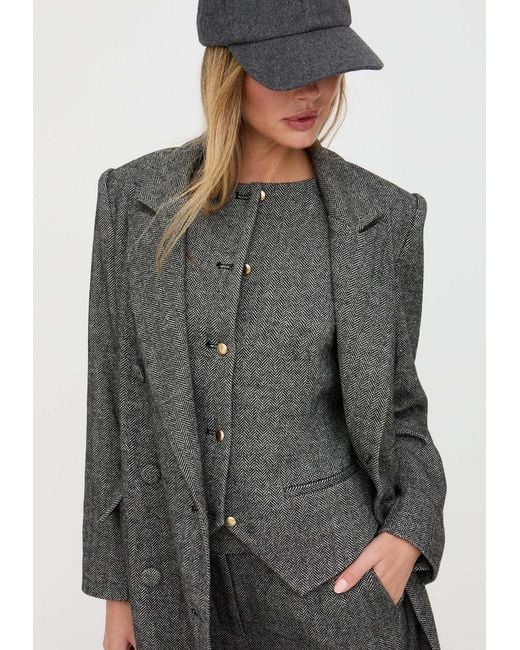 Lily and Lionel Gray Pandora Tailored Herringbone Print Waistcoat
