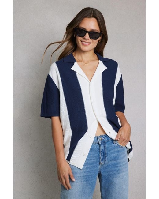 Hay Life Blue Striped Knit Shirt