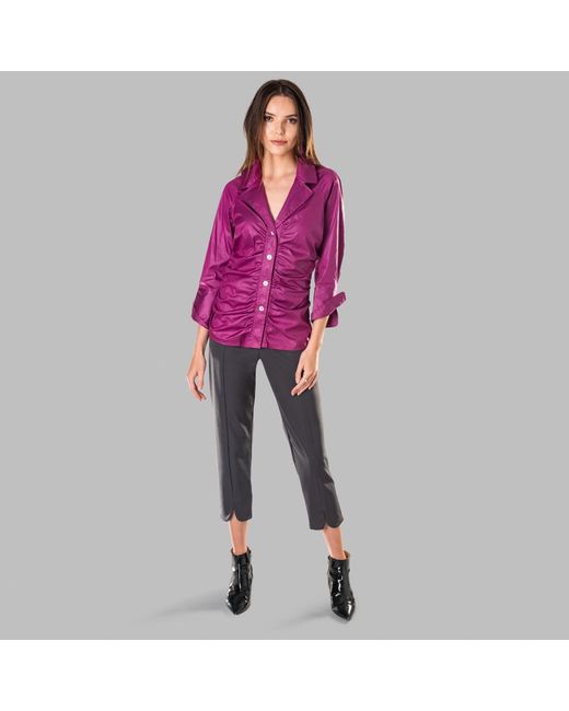 Farinaz Purple Gather Shirt Jacket