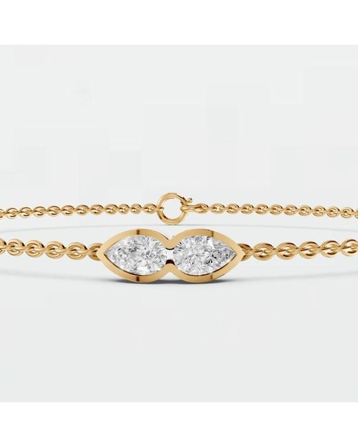 Aya Fine Jewelry Metallic Pear Two Stone Lab Diamond Chain Bracelet